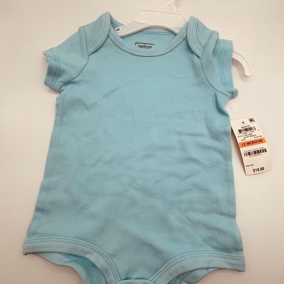 First Impressions Baby Short Sleeve Bodysuit Solid Blue 12 Months - Picture 1 of 4